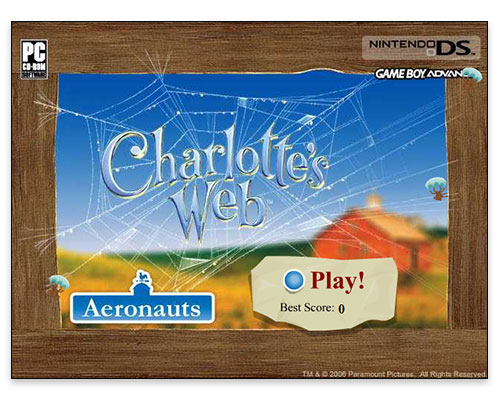 Charlotte's Web Mini Game - Start Screen